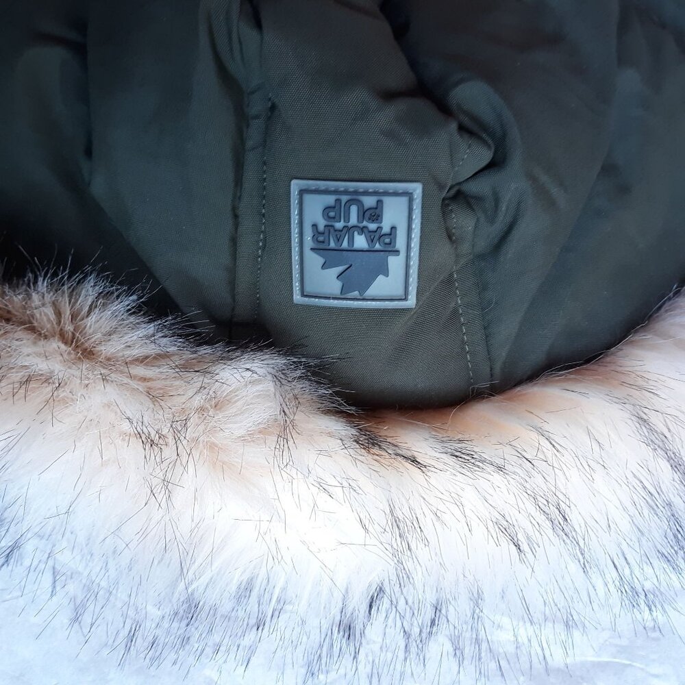 Parjar Pup Zeus Jacket for Dogs w/Faux Fur Trim Military Green XL NEW - Picture 8 of 11